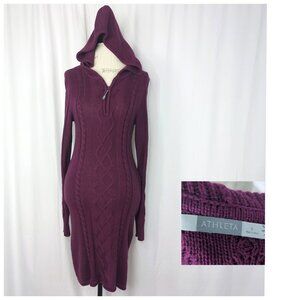 Athleta Sweater Dress X-Small Purple Knit Midi Hoodie Hut